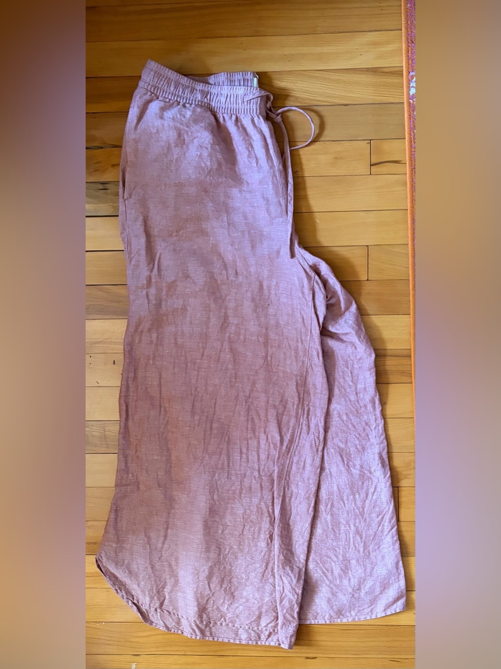 UpWest Dusty Rose Linen-Blend palazzo pants with Drawstring Waist